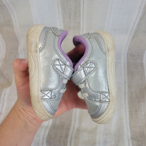 Stride Rite Velcro Slip On Aubrey‎ Sneakers Gray Purple Size Baby Toddler 3 - Picture 8 of 9